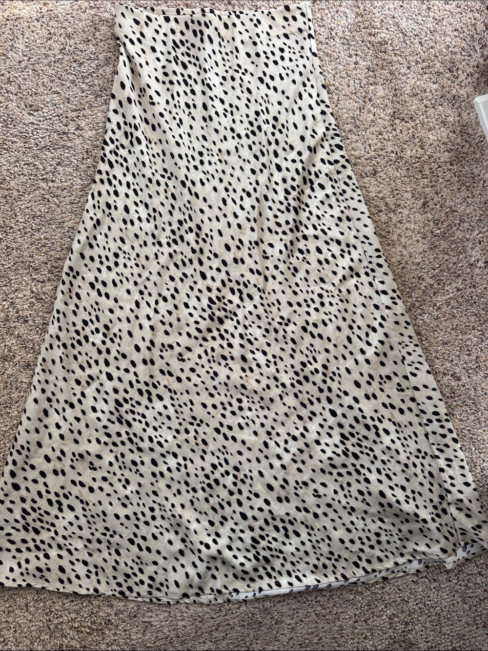 NWT Cream and Black Spotted A-Line Midi Skirt